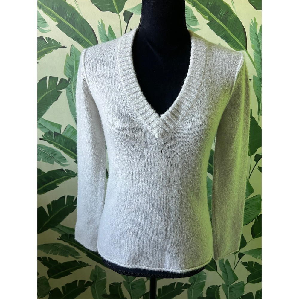 James Perse 100% Cashmere V-Neck Sweater Women Size 1 Small Oatmeal